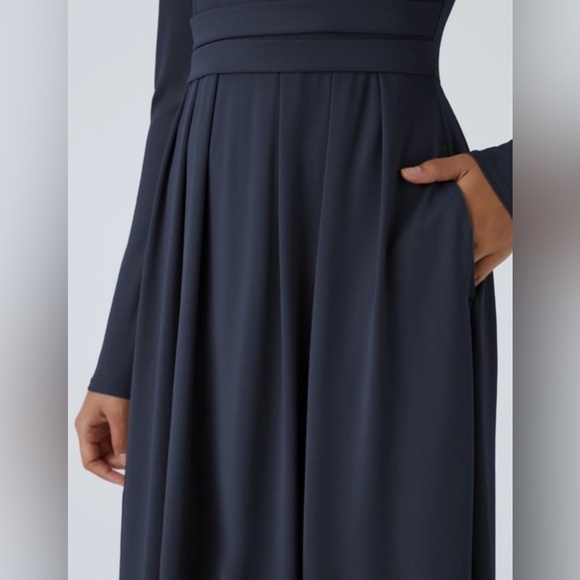 Halara | NWT Dark Sapphire Long Sleeve Flare Maxi Casual Dress M - Picture 4 of 5